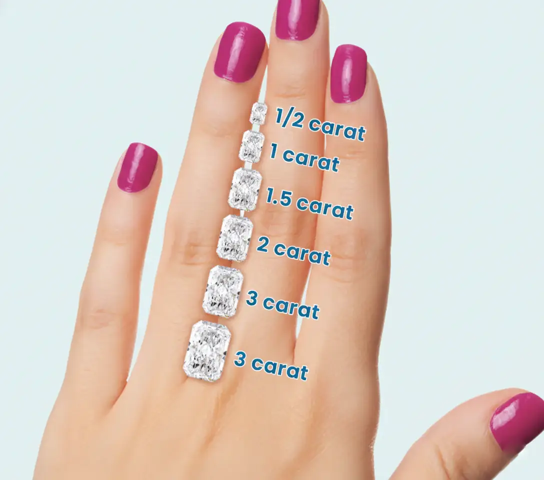 Radiant diamond on hand